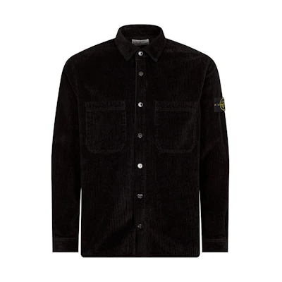 Stone Island FW23 Black Button-Up Long Sleeve Shirt with Logo Patch for Men. 791511311-V0029
