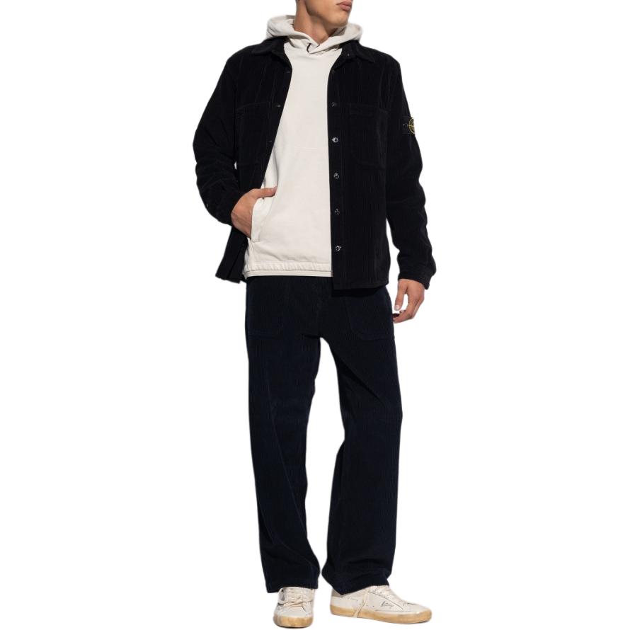 Details for Stone Island FW23 黑色男士徽標貼長袖襯衫 791511311-V0029