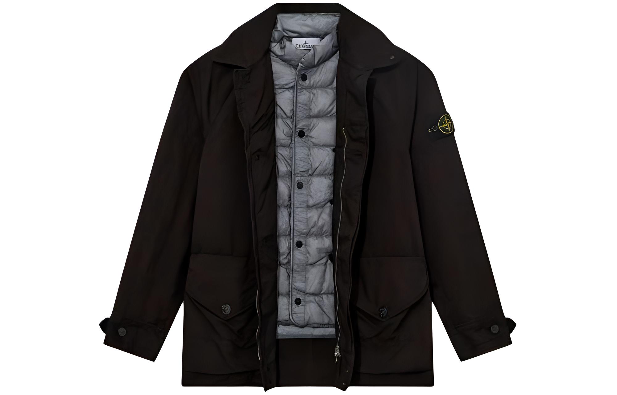 Stone Island FW23 Black David-TC Jacket with Detachable Down Liner for Men 791541449-v0029
