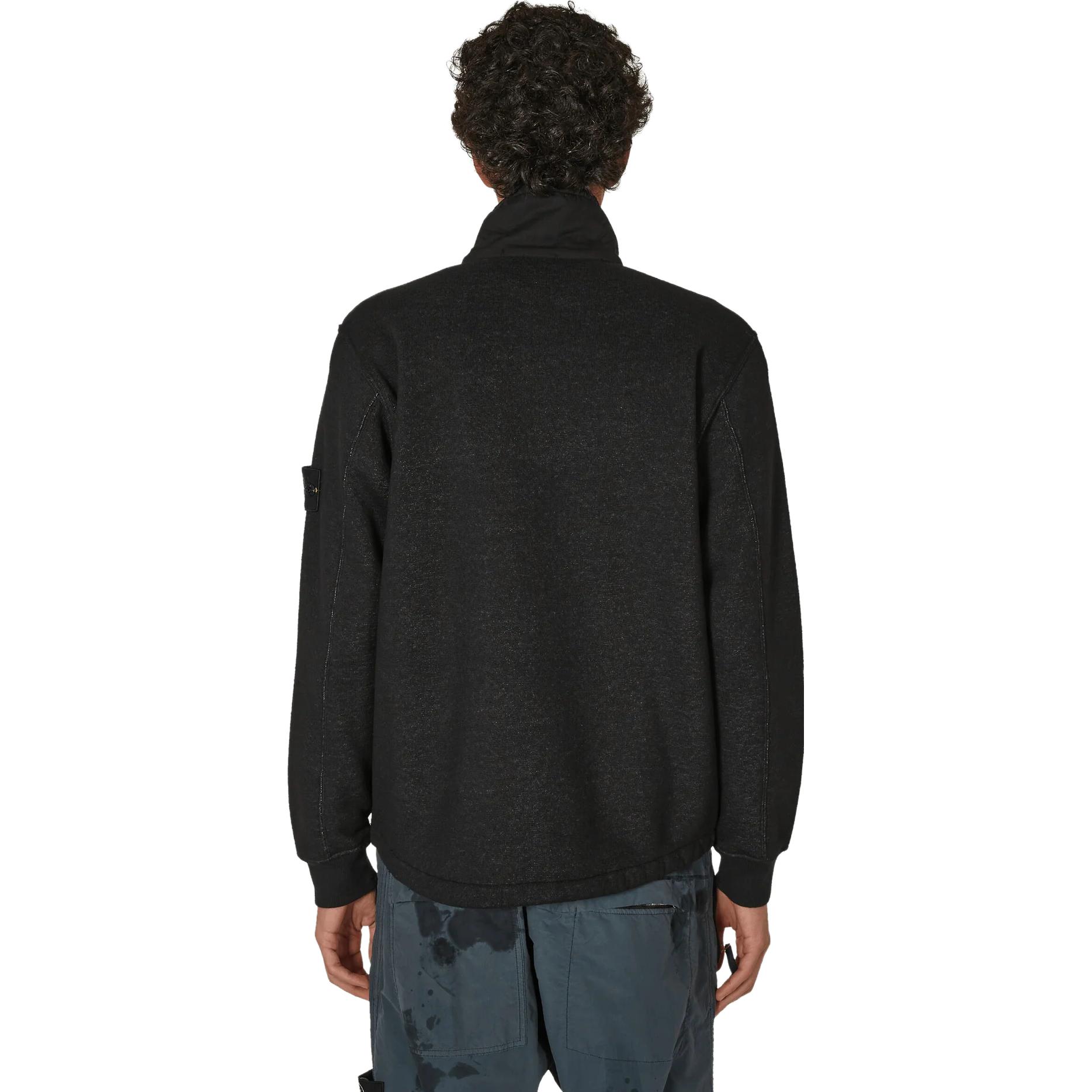 Shop STONE ISLAND FW23 黑色加绒立领夹克男士外套 791567256-V0029