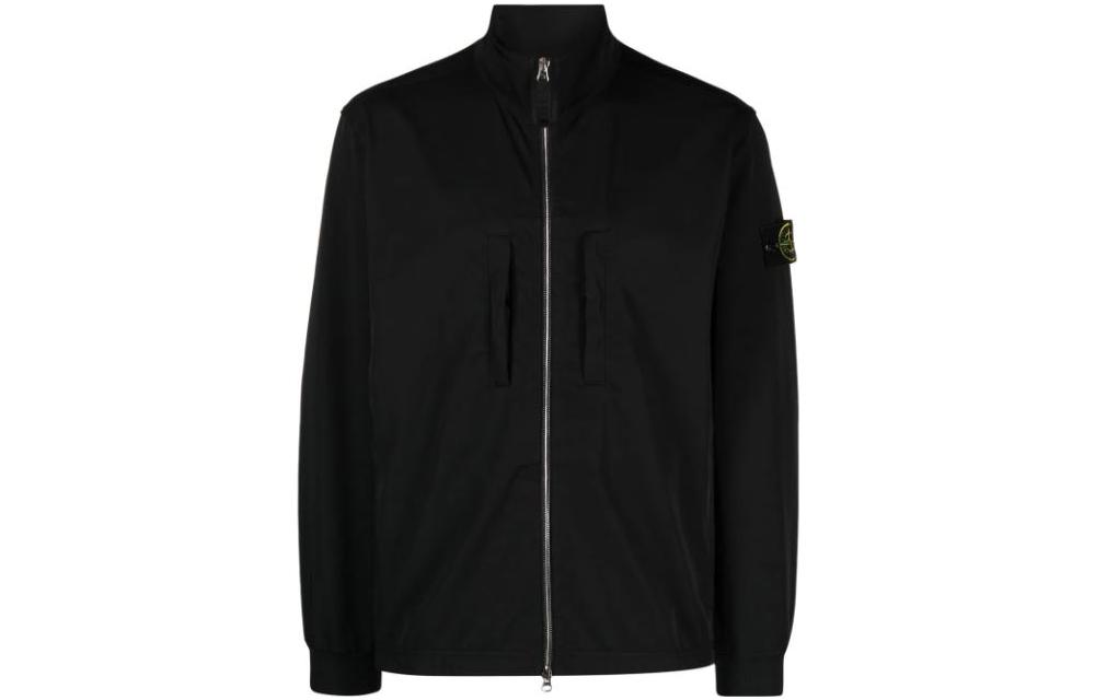 Stone Island FW23 Black Logo Zip-Up Jacket for Men 791566953-V0029