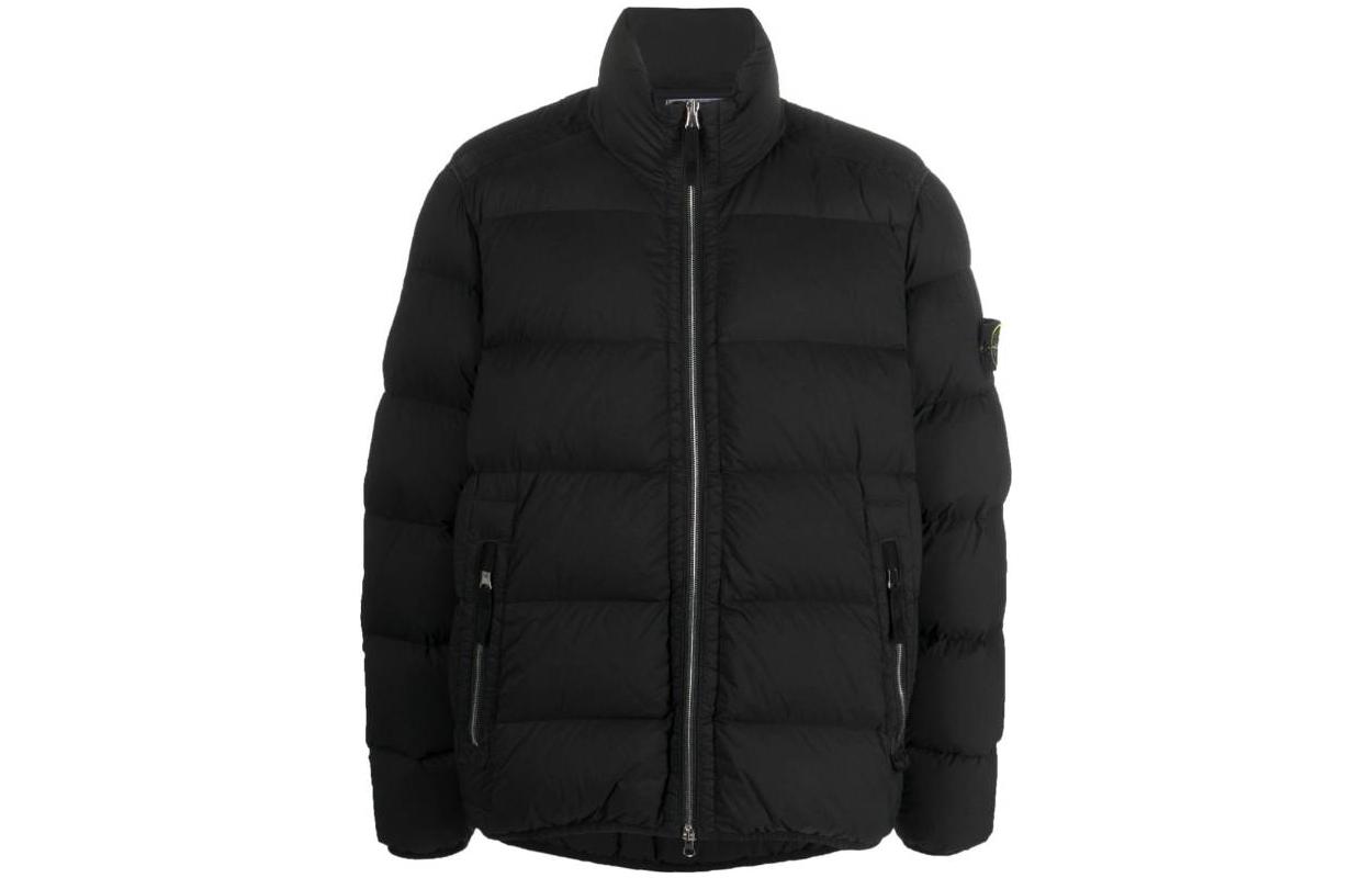 STONE ISLAND FW23 Black Quilted Down Jacket Metallic Nylon Unisex 791544028-V0029