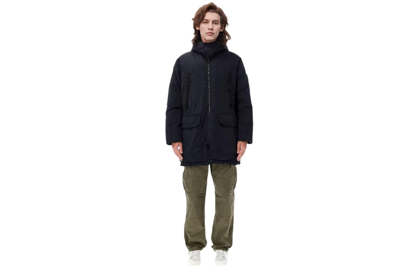STONE ISLAND FW23 Black Twill Long Parka Coat  Long Sleeve 791571321-V0029