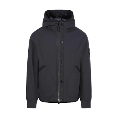 STONE ISLAND FW23 Black Zip-Up Hoodie Jacket with Logo Patch for Men. 791541027-V0029