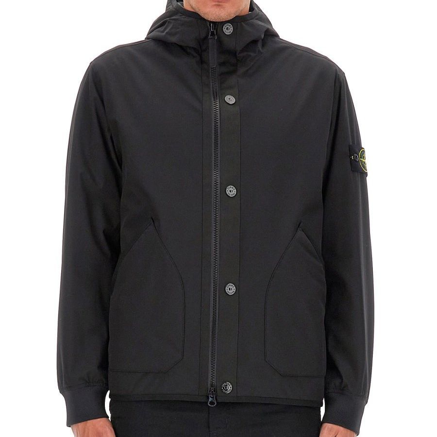 STONE ISLAND FW23 Black Zip-Up Hoodie Jacket with Logo Patch for Men. 791541027-V0029 圖 5