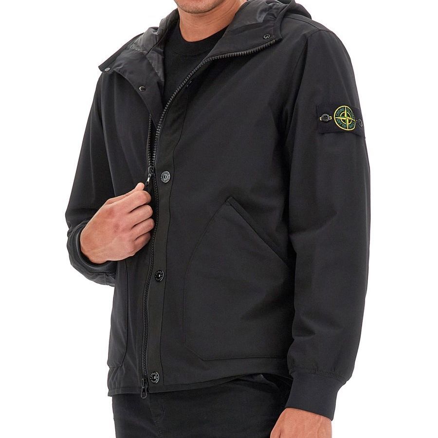 STONE ISLAND FW23 Black Zip-Up Hoodie Jacket with Logo Patch for Men. 791541027-V0029 圖 6