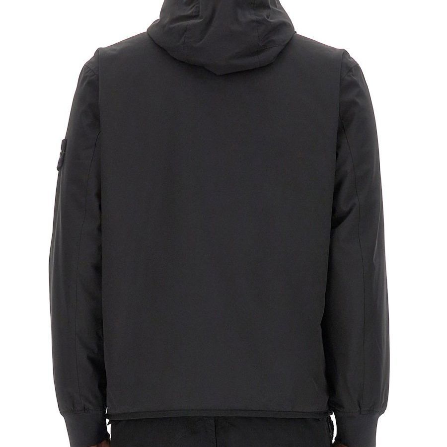 STONE ISLAND FW23 Black Zip-Up Hoodie Jacket with Logo Patch for Men. 791541027-V0029 圖 7
