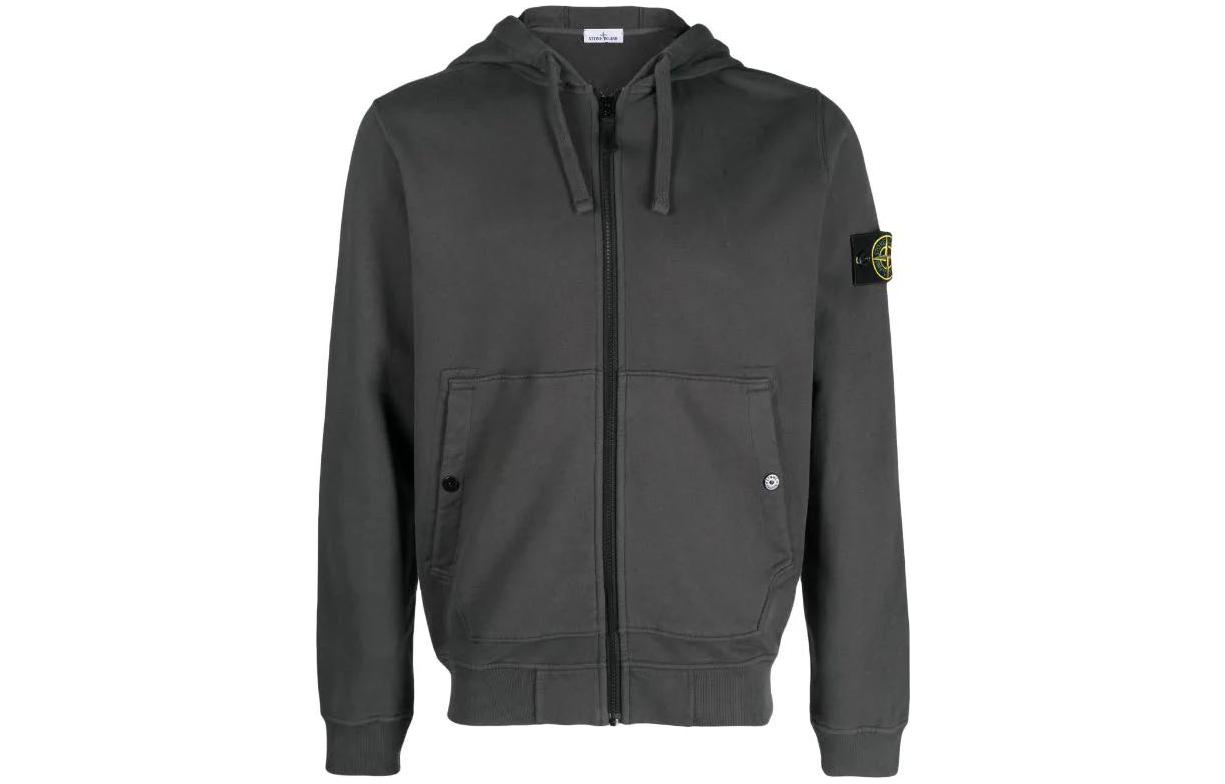 STONE ISLAND FW23 Compass Logo Zip-Up Hoodie Men’s Solid Gray 791561620-V0062
