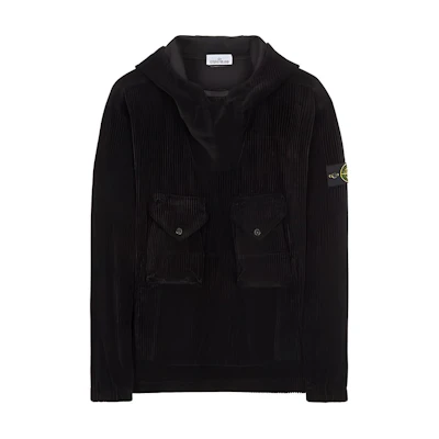 Stone Island FW23 Corduroy Double Pocket Hooded Jacket Black 791511611-V0029