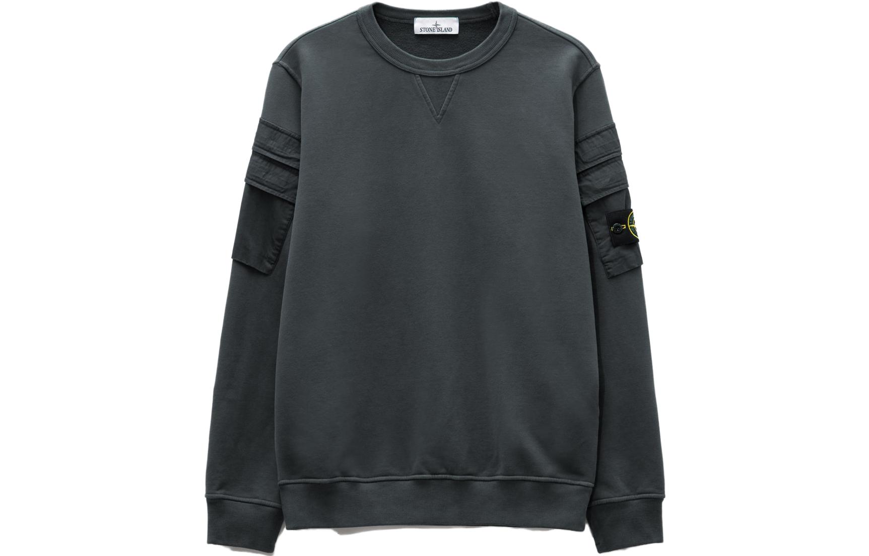 STONE ISLAND FW23 Cotton Canvas Crewneck Sweatshirt Grey Unisex 791560577-V0062 圖 2