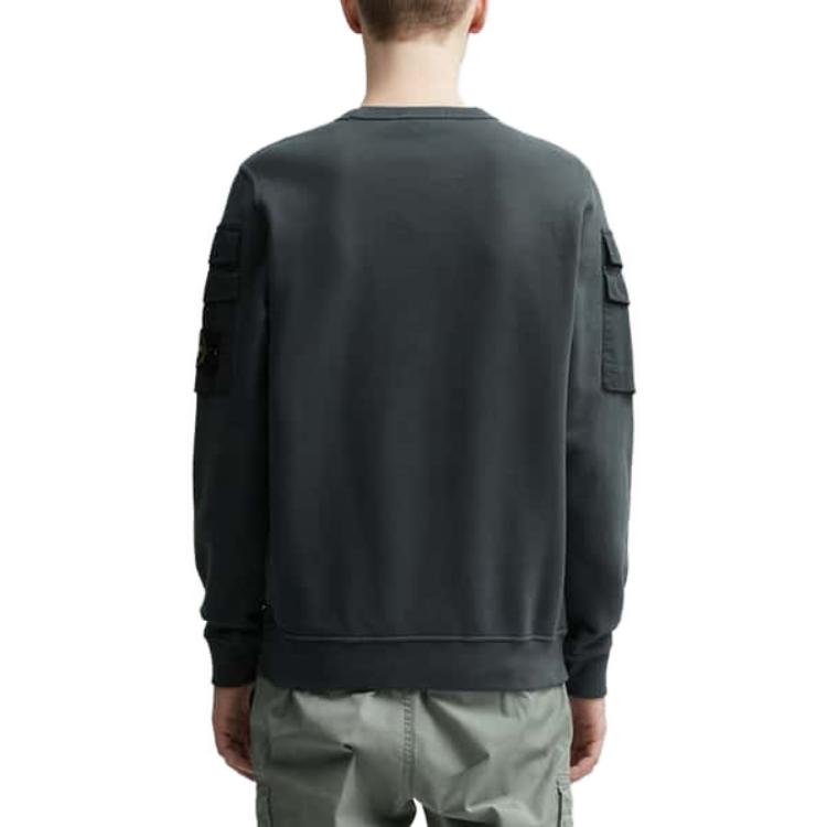 STONE ISLAND FW23 Cotton Canvas Crewneck Sweatshirt Grey Unisex 791560577-V0062 圖 4