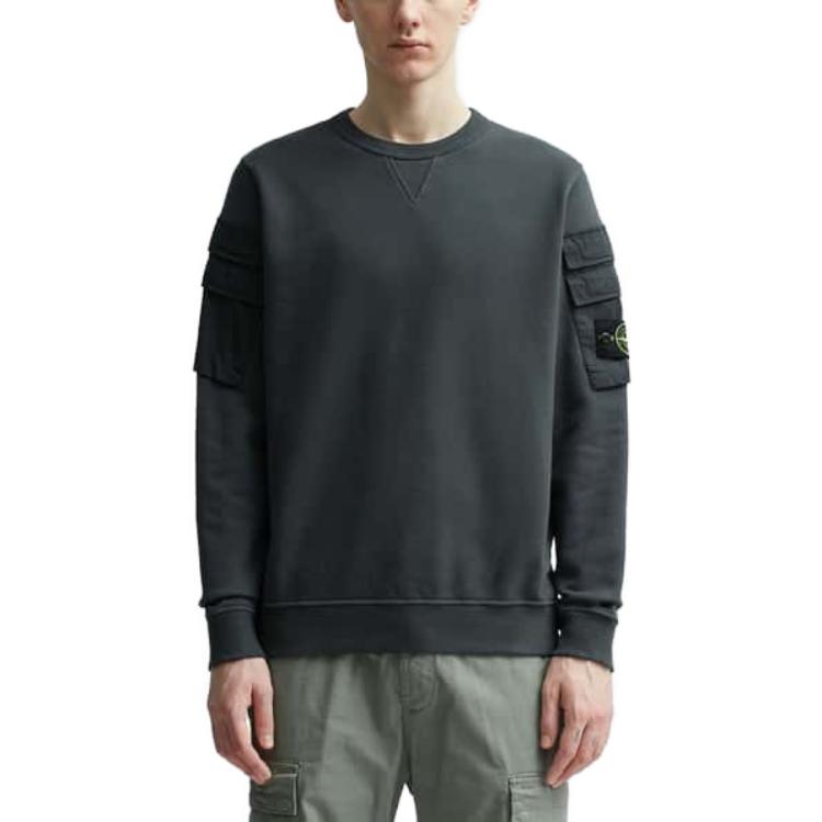 STONE ISLAND FW23 Cotton Canvas Crewneck Sweatshirt Grey Unisex 791560577-V0062 圖 5