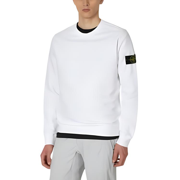 Shop Stone Island FW23 圓領標誌長袖衛衣 白色 791562420-V0001