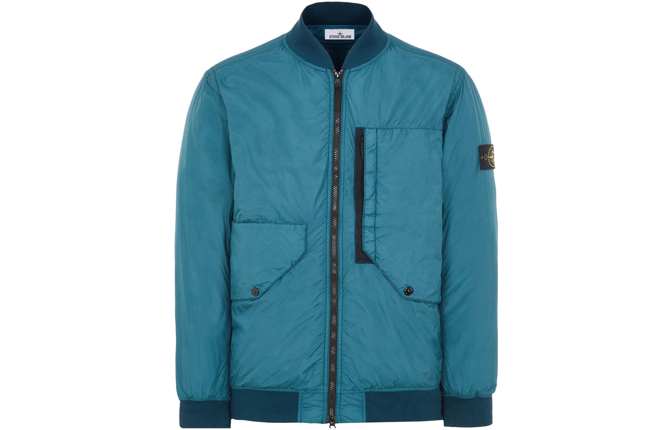 Stone Island FW23 Crinkle Dyed Pilot Jacket with Badge - Blue 791540923-V0057