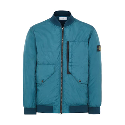 Stone Island FW23 Crinkle Dyed Pilot Jacket with Badge - Blue 791540923-V0057