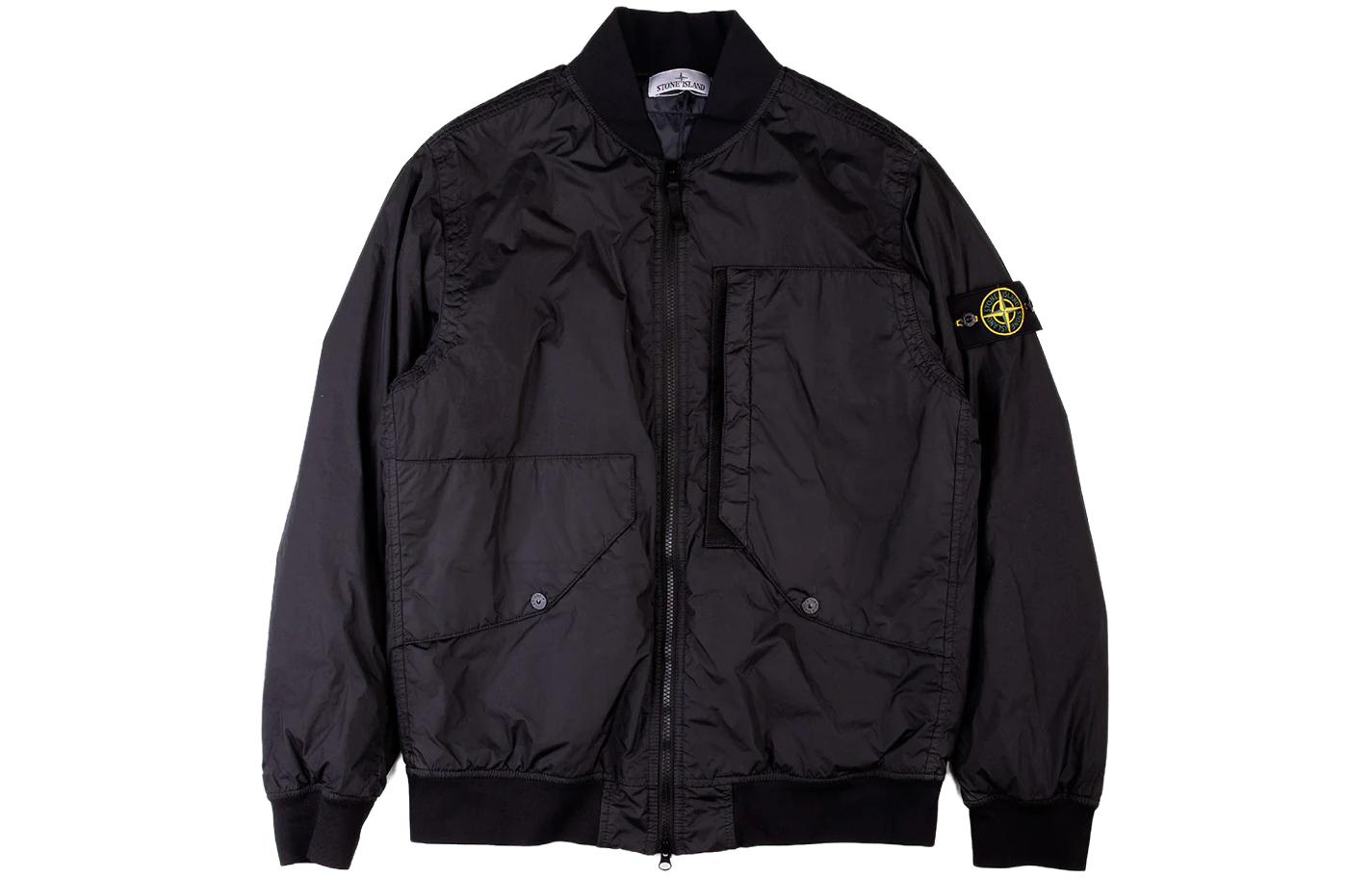 Stone Island FW23 Crinkled Nylon Bomber Jacket Black 791540923-V0029
