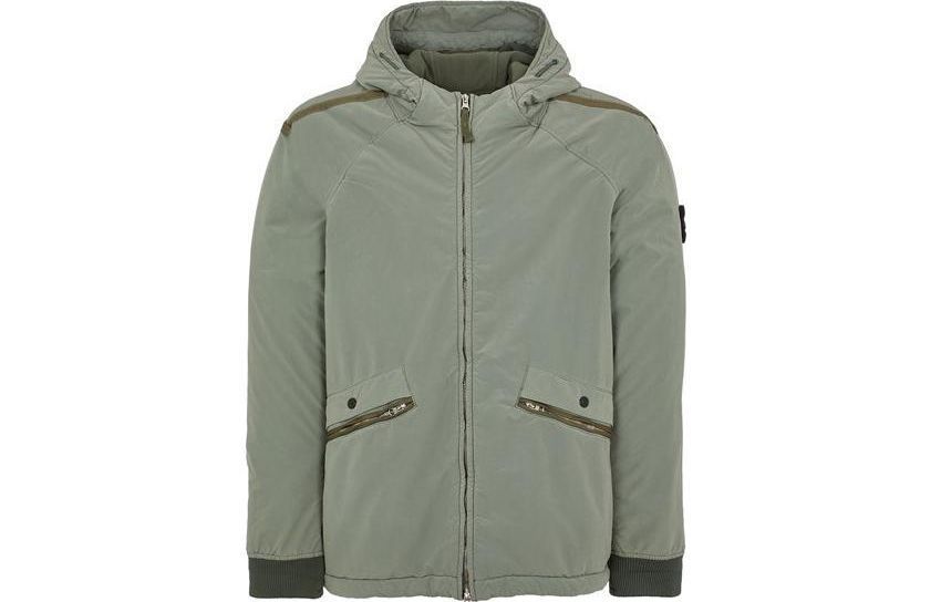 Stone Island FW23 David Light-TC Badge Lightweight Canvas Hoodie Jacket Green 791541631-V0055