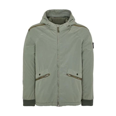 Stone Island FW23 David Light-TC Badge Lightweight Canvas Hoodie Jacket Green 791541631-V0055