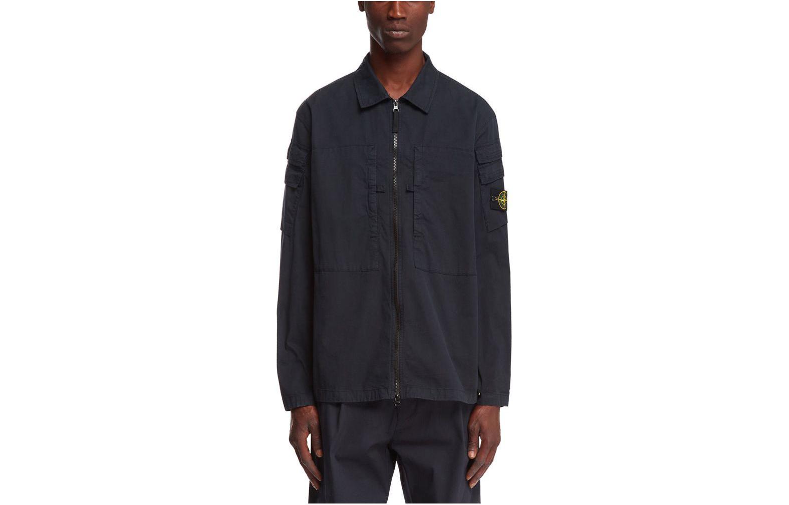 Stone Island FW23 Double-Pocket Long Sleeve Shirt Jacket Navy Blue 791510610-V0020