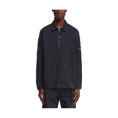Stone Island FW23 Double-Pocket Long Sleeve Shirt Jacket Navy Blue 791510610-V0020