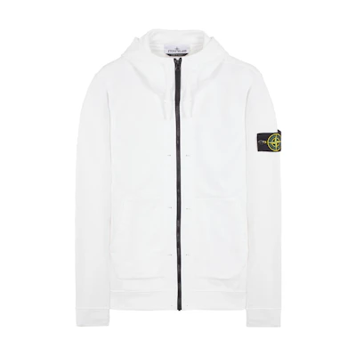Stone Island FW23 Geometric Zip-Up Ribbed Hoodie Jacket White 791560477-V0001