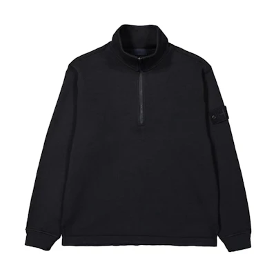 STONE ISLAND FW23 Ghost Pieces Black Label Half-Zip Wool Sweater Black . 7915631F3-V0029