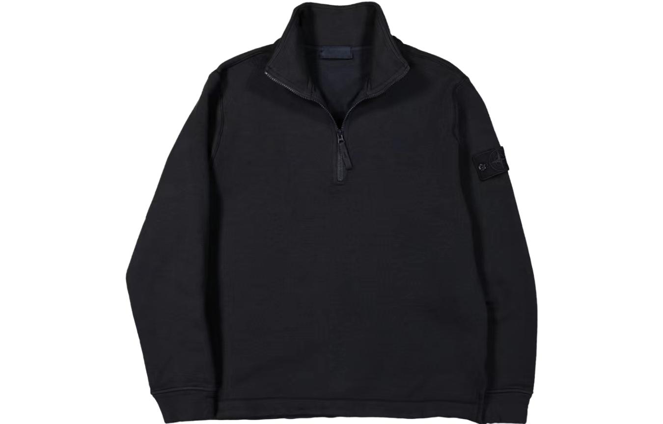 STONE ISLAND FW23 Ghost Pieces Black Label Half-Zip Wool Sweater Black . 7915631F3-V0029 圖 3