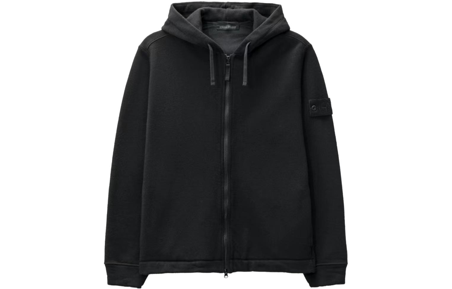 Stone Island FW23 Ghost Pieces Black Wool-Blend Zip Hoodie 7915632F3-V0029