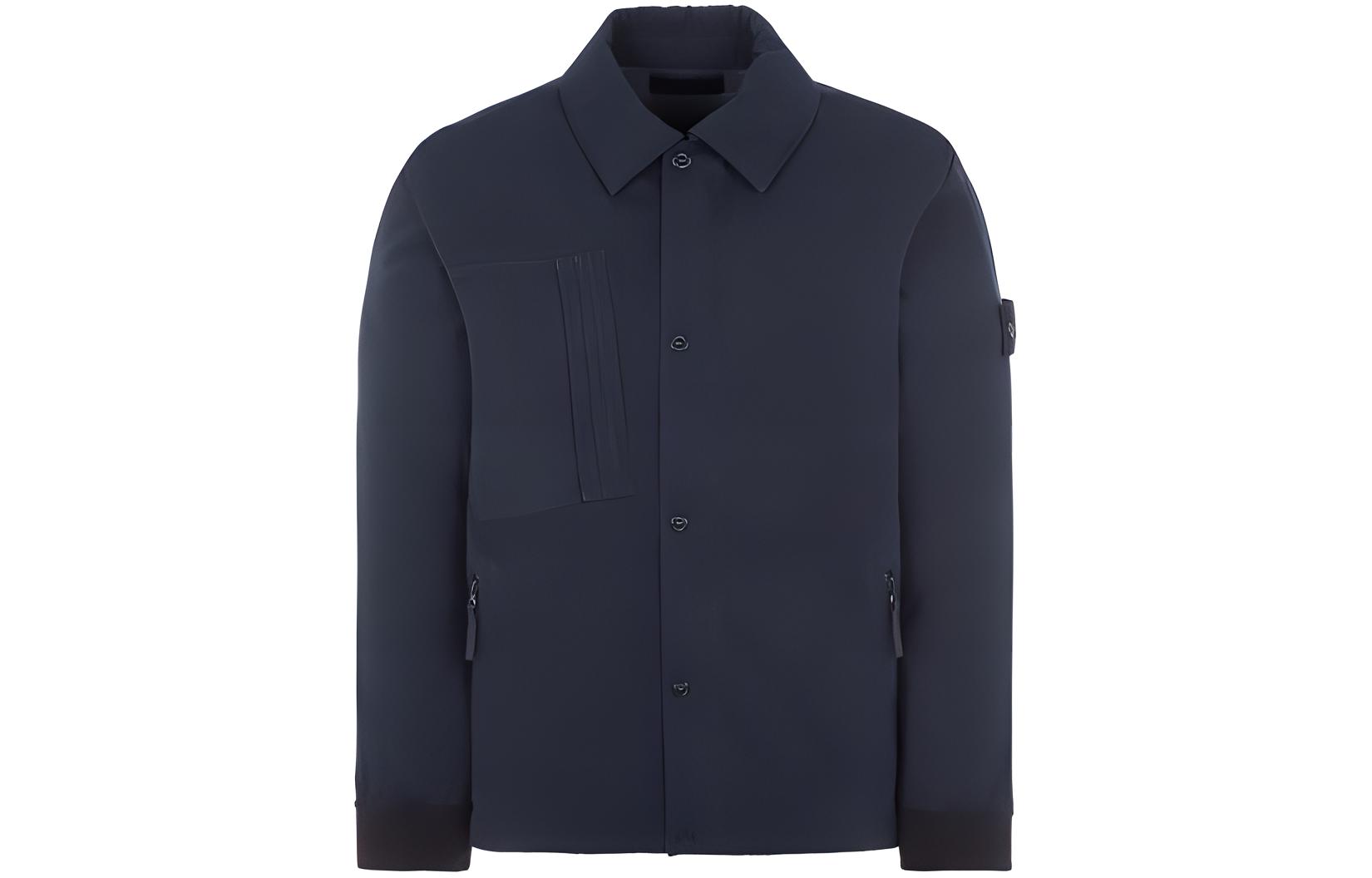 Stone Island FW23 Ghost Pieces Navy Blue Zip-Up Collar Jacket Unisex 7915422F1-V0020