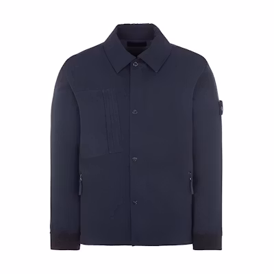 Stone Island FW23 Ghost Pieces Navy Blue Zip-Up Collar Jacket Unisex 7915422F1-V0020