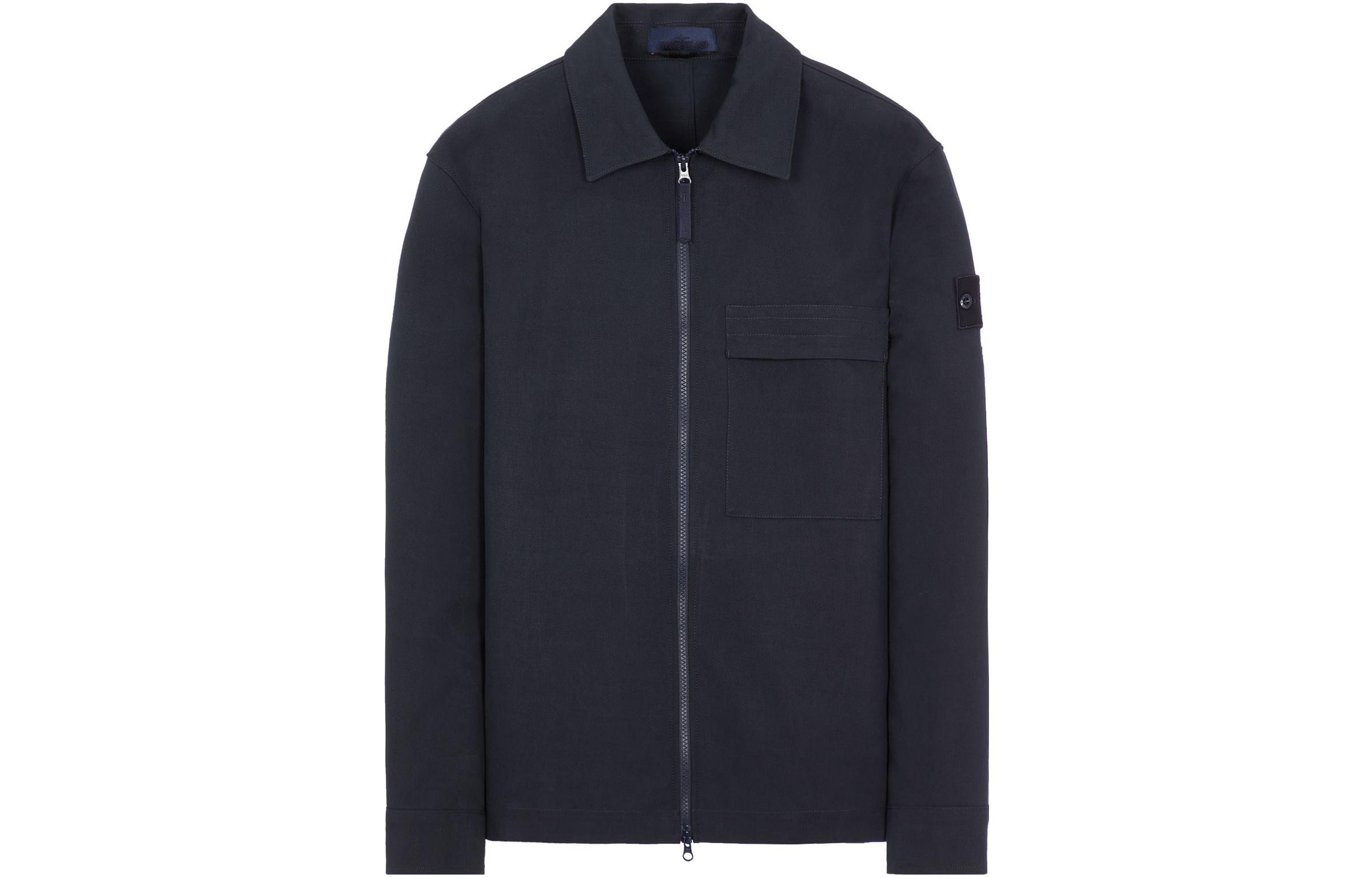 Stone Island FW23 Ghost Pieces Navy Blue Zip-Up Collar Jacket Unisex 7915115F2-V0020