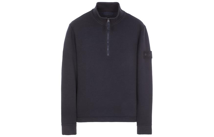 Stone Island FW23 Ghost Pieces Sheepskin Blend Half-Zip Sweater Navy Unisex 7915631F3-V0020