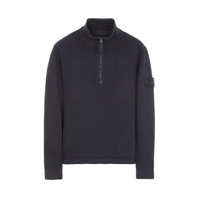 Stone Island FW23 Ghost Pieces Sheepskin Blend Half-Zip Sweater Navy Unisex 7915631F3-V0020