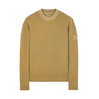 STONE ISLAND FW23 Ghost Pieces Unisex Plain Crewneck Knit Sweatshirt Khaki. 7915633F3-V0098