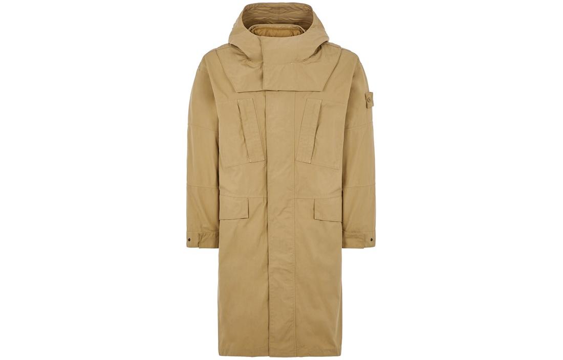 Stone Island FW23 Ghost Series Khaki Detachable Hood Long Jacket Unisex 7915709F1-V0090