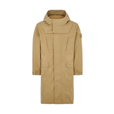 Stone Island FW23 Ghost Series Khaki Detachable Hood Long Jacket Unisex 7915709F1-V0090
