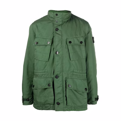 Stone Island FW23 Green Utility Jacket with Logo Patch for Men 771541249-V0058