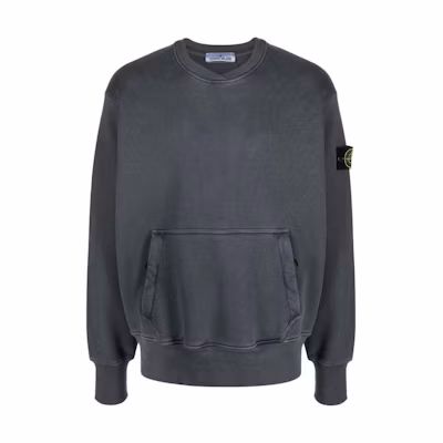STONE ISLAND FW23 Grey Crewneck Sweatshirt Solid Color Logo Design 791567555-V0162