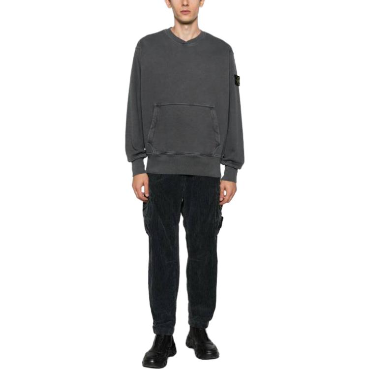 Lookbook STONE ISLAND FW23 灰色圓領衛衣 實色標誌設計 791567555-V0162