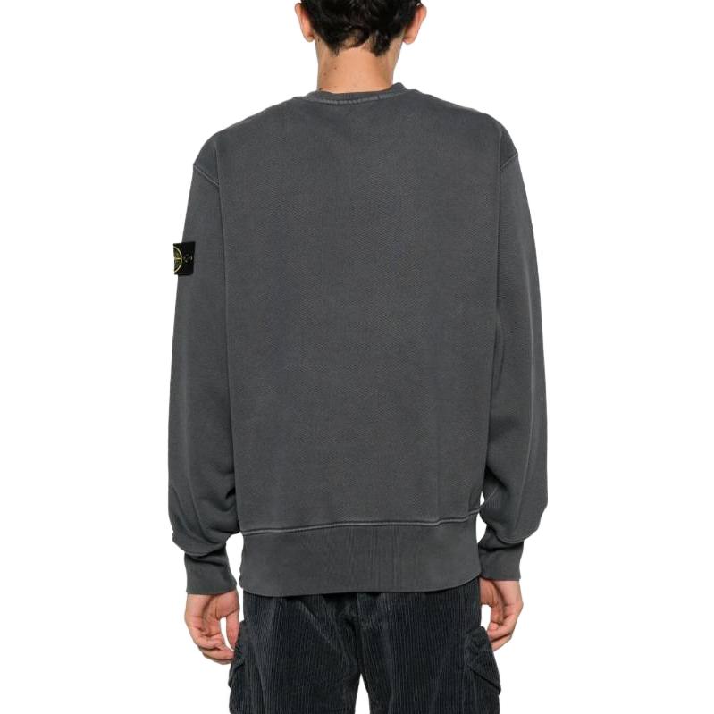 Shop STONE ISLAND FW23 灰色圓領衛衣 實色標誌設計 791567555-V0162