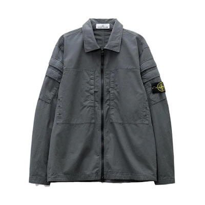 Stone Island FW23 Grey Double Pocket Long Sleeve Shirt Jacket for Men - Lead Gray 791510610-V0062