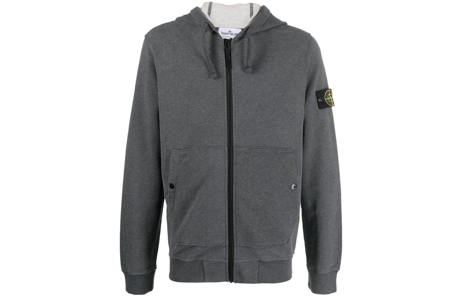 Stone Island FW23 Hoodie Grey Fleece Full-Zip Jacket 791561620-V0M67
