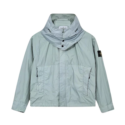 Stone Island FW23 Light Blue Badge Logo Zip-Up Hoodie Jacket for Men 781540623-V0041