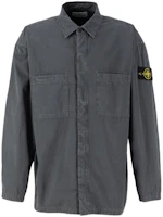 STONE ISLAND FW23 Logo Badge Button-Up Straight Long Sleeve Shirt Men Grey 7915112WN-V0162 STONE ISLAND FW23 Logo Badge Button-Up Straight Long Sleeve Shirt Men Grey 7915112WN-V0162