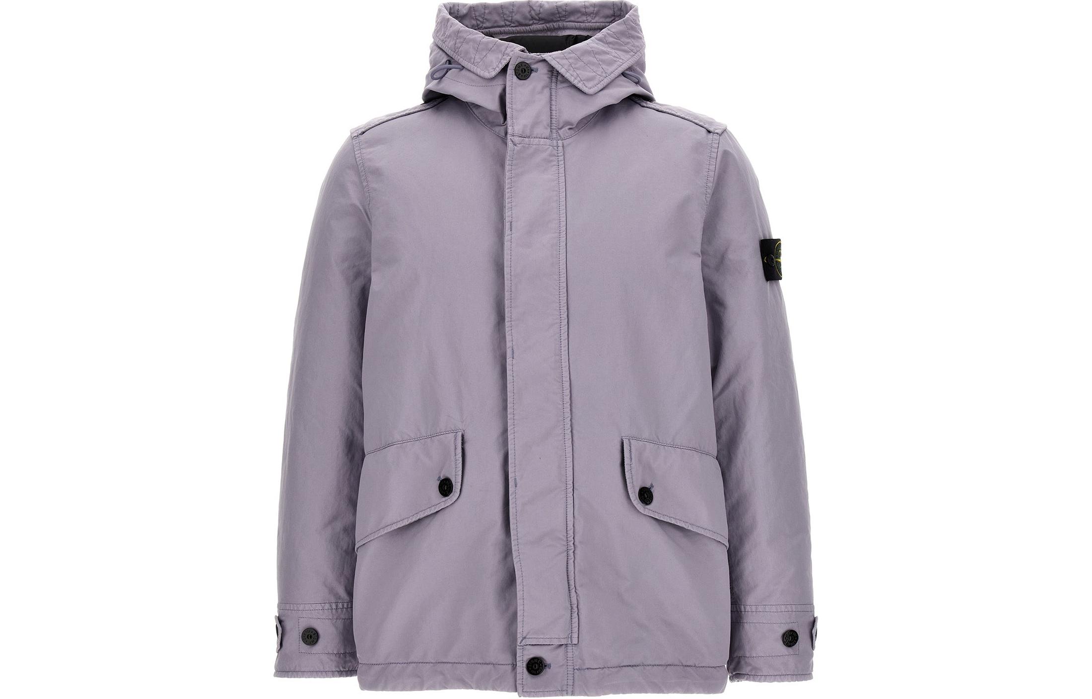 Order STONE ISLAND FW23 Jaket Berhud Lelaki Ungu Lilac Logo Patch Double Placket 791541349-V0047