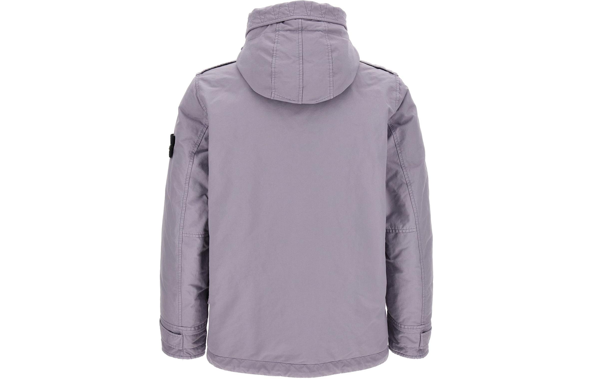 Lookbook STONE ISLAND FW23 Jaket Berhud Lelaki Ungu Lilac Logo Patch Double Placket 791541349-V0047
