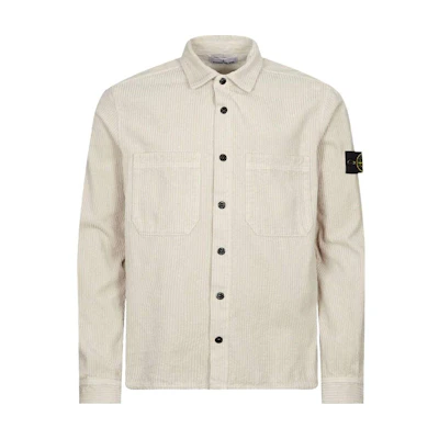 Stone Island FW23 Long Sleeve Shirt Button-Up with Logo Patch - Plaster Grey () 791511311-V0097