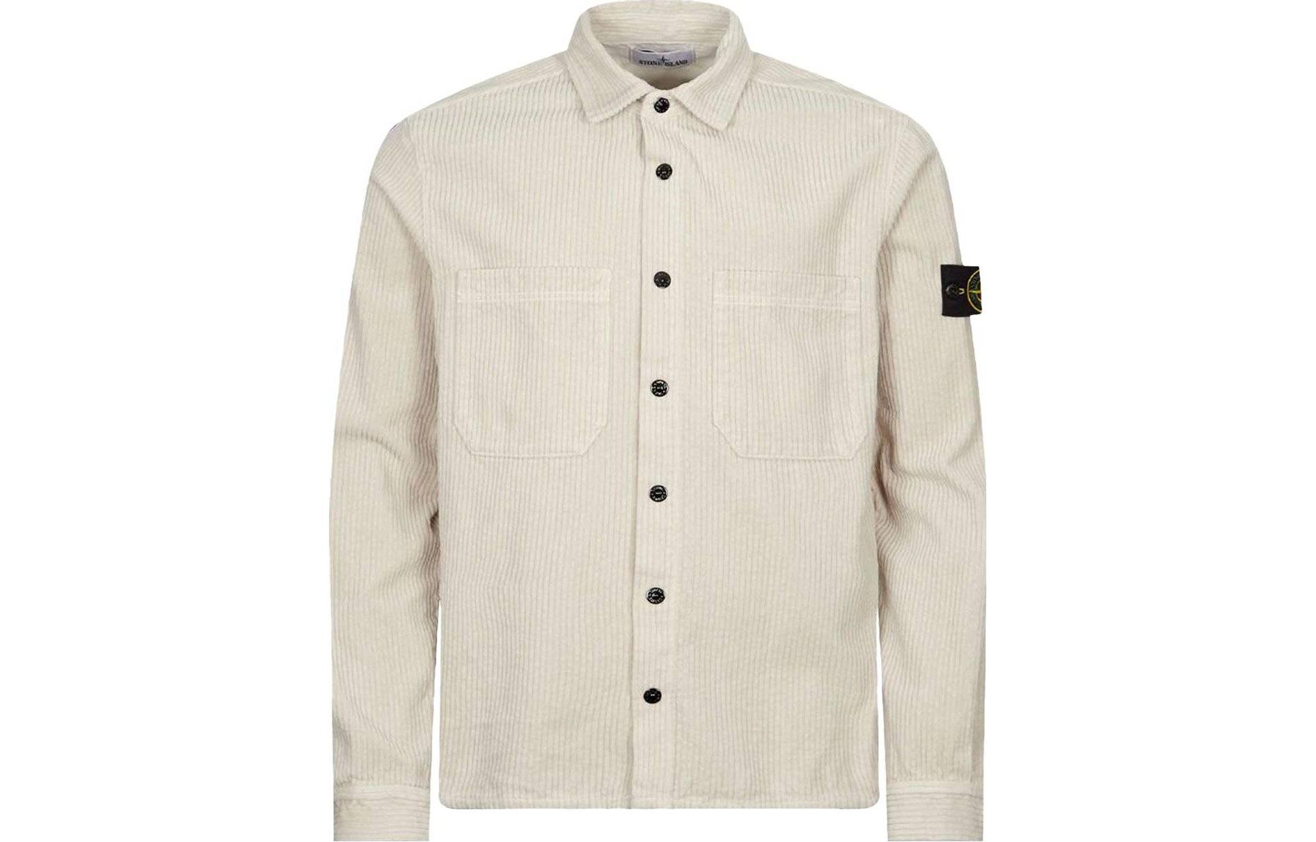 Order Stone Island FW23 Long Sleeve Shirt Button-Up with Logo Patch - Plaster Grey () 791511311-V0097