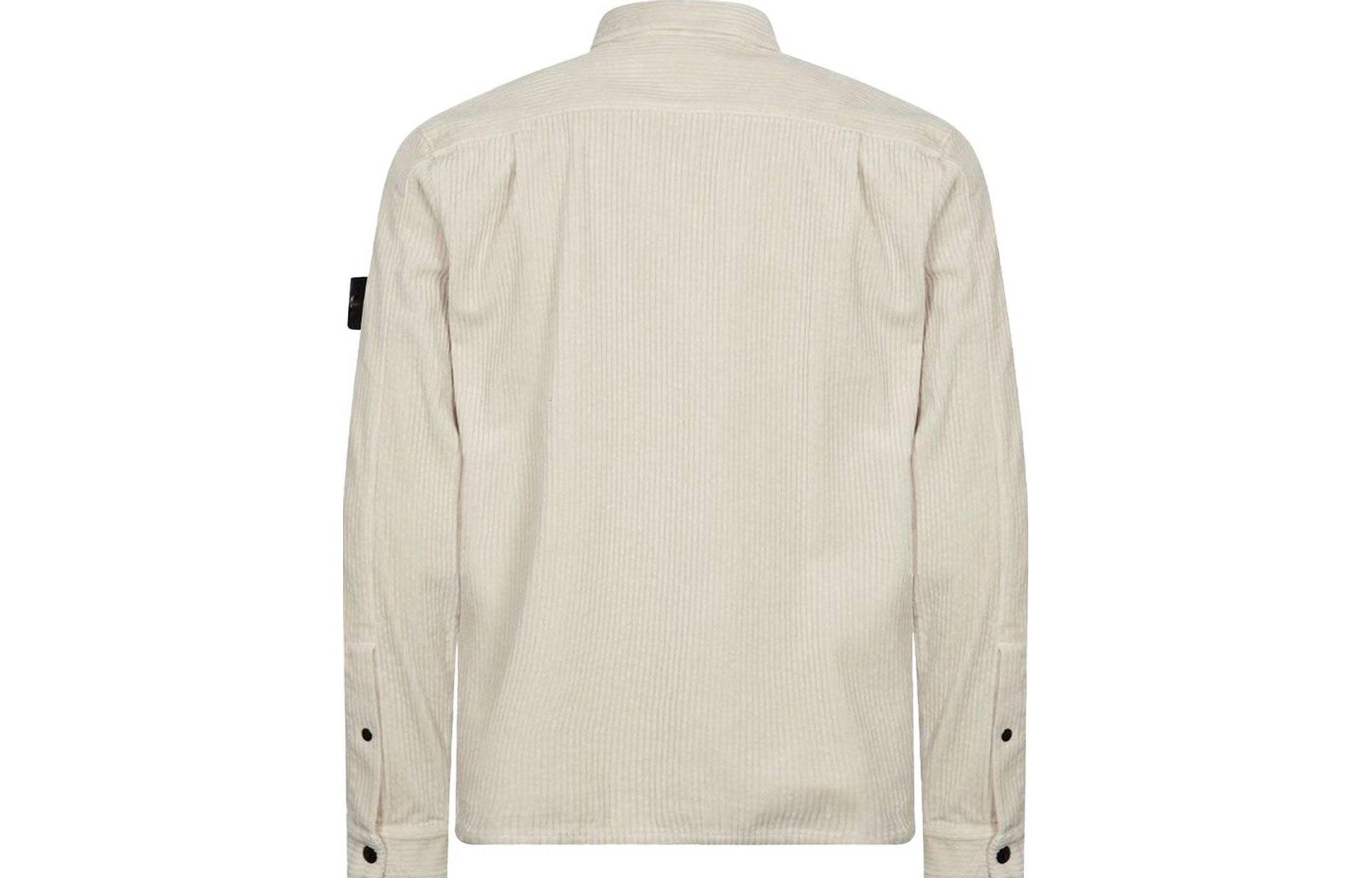 Lookbook Stone Island FW23 Long Sleeve Shirt Button-Up with Logo Patch - Plaster Grey () 791511311-V0097
