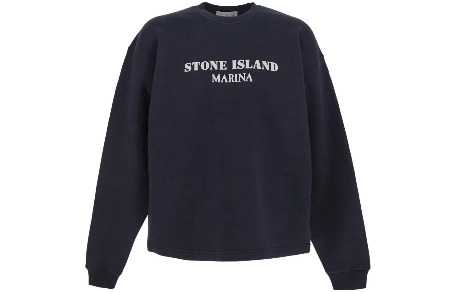 Stone Island FW23 Marina Logo Pullover Crewneck Sweatshirt Blue 7915671X6-V0020